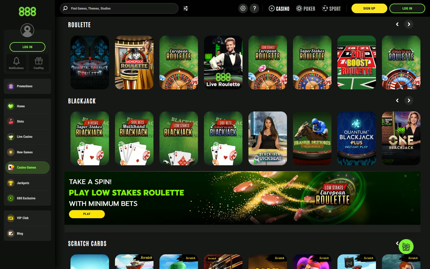 888casino Casino lobby as served to a logged-out desktop visitor on 2026-09-20; unaltered screenshot