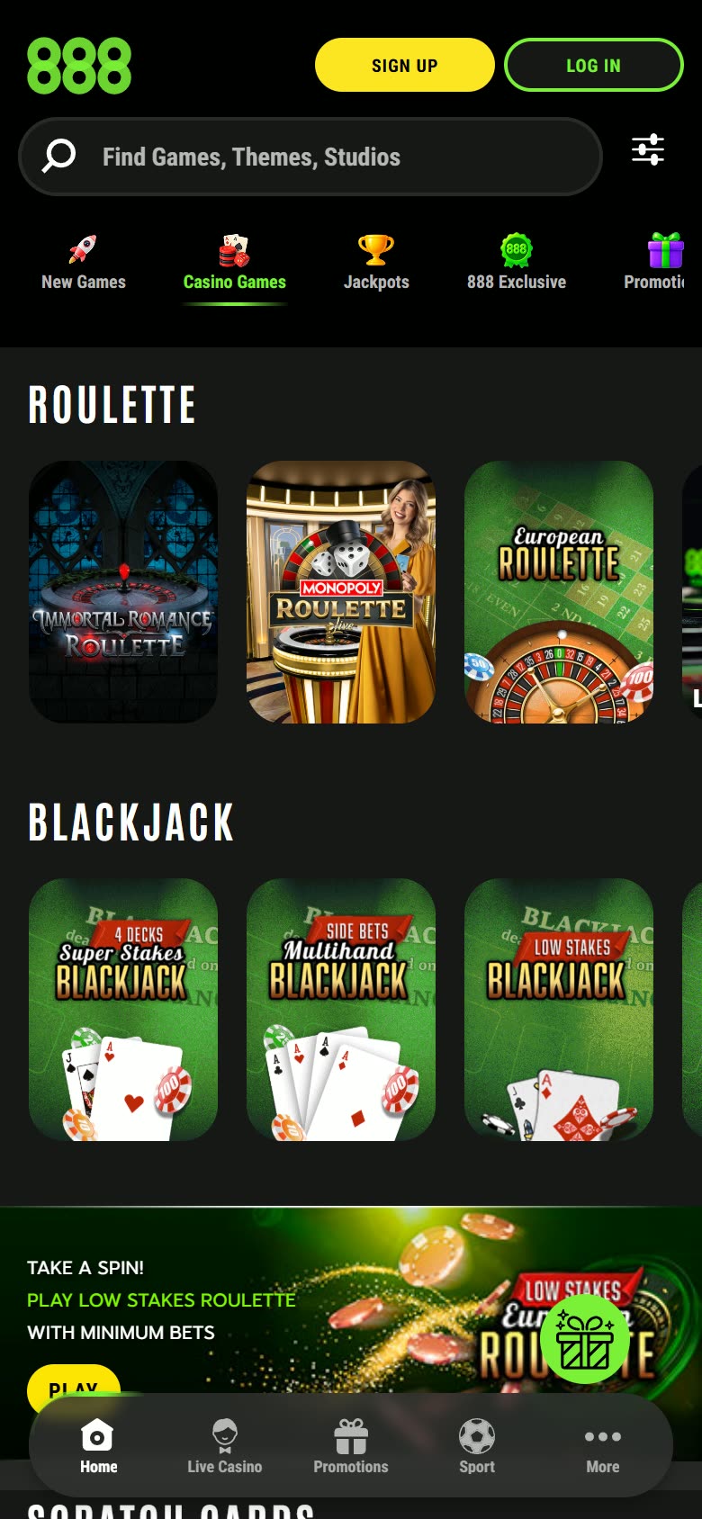 888casino Casino lobby as served to a logged-out mobile visitor on 2026-09-20; unaltered screenshot