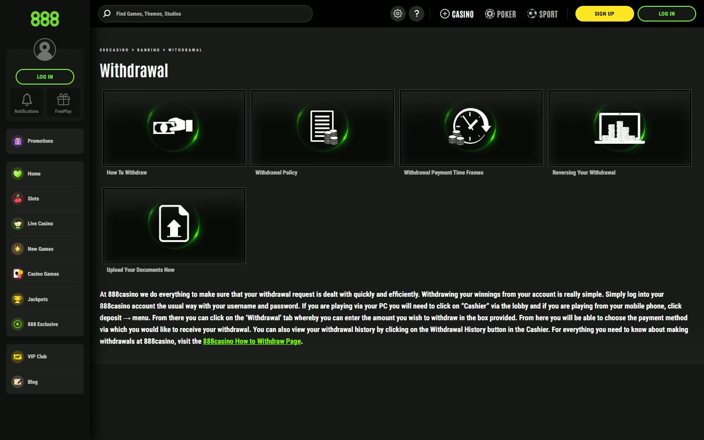 888casino Payments and help as served to a logged-out desktop visitor on 2026-09-20; unaltered screenshot