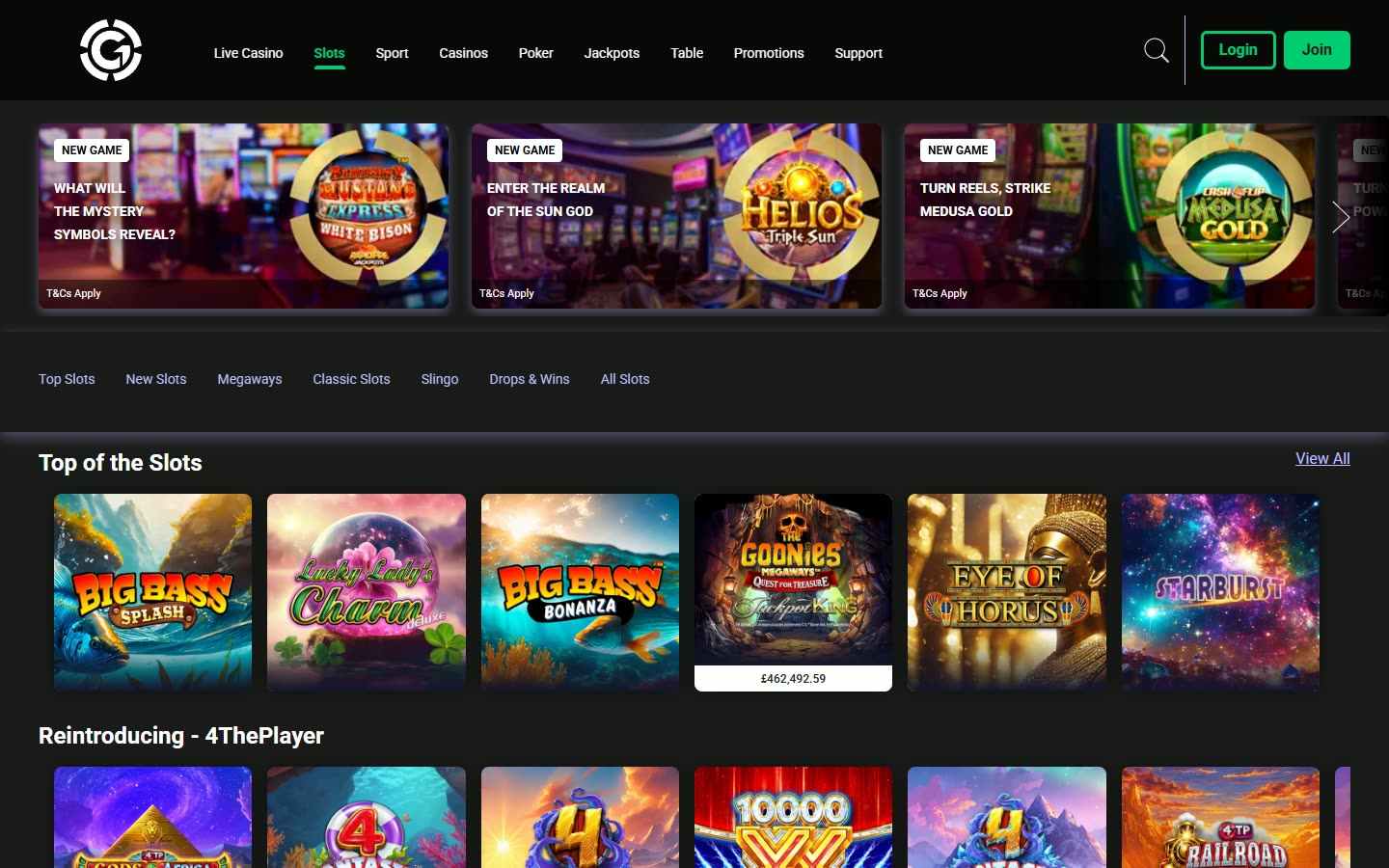 Grosvenor Casinos Casino lobby as served to a logged-out desktop visitor on 2026-09-20; unaltered screenshot