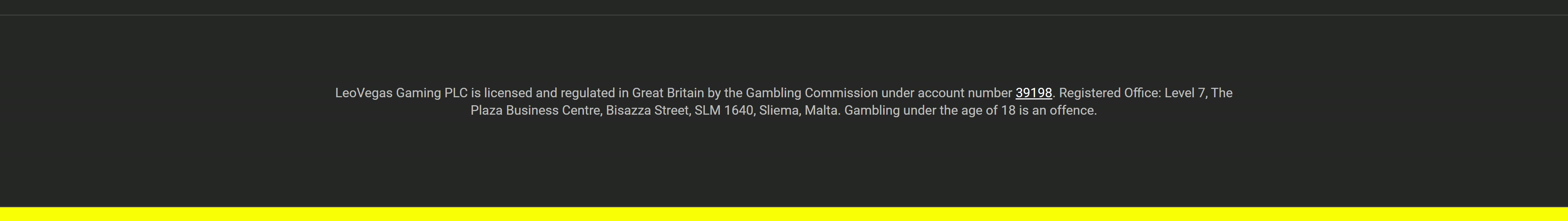 LeoVegas UK Licence details as served to a logged-out desktop visitor on 2026-09-20; unaltered screenshot
